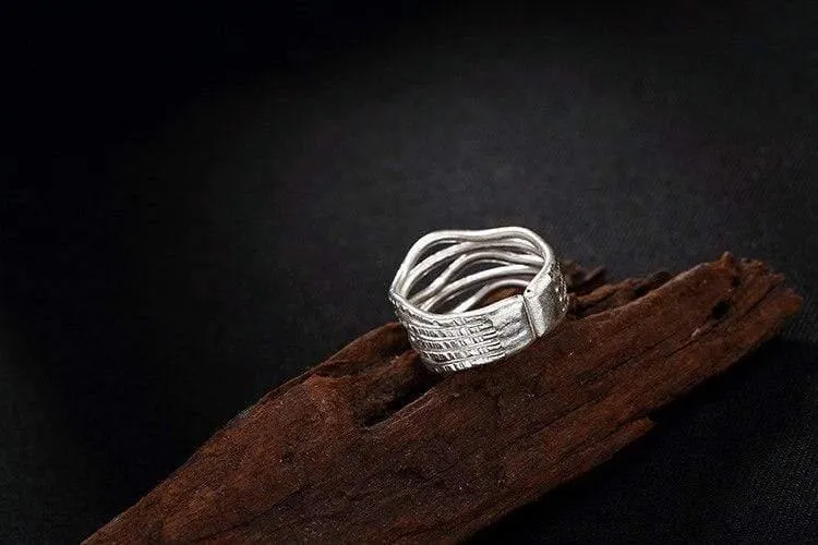 925 Sterling Silber handgemachter Vintage hohler Vintage Fingerring verstellbarer Silberring Damen Luxusschmuck