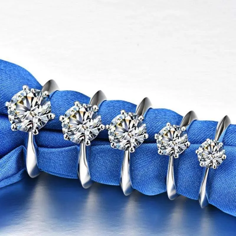 2 Karat Karat Ringe für Frauen, Verlobung, S925-Silberring, vergoldet, PT950, D-Farbe, VVS1-Klarheit, Brautschmuck