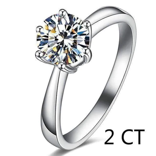 2 Karat Karat Ringe für Frauen, Verlobung, S925-Silberring, vergoldet, PT950, D-Farbe, VVS1-Klarheit, Brautschmuck