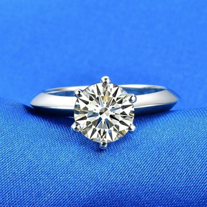 2 Karat Karat Ringe für Frauen, Verlobung, S925-Silberring, vergoldet, PT950, D-Farbe, VVS1-Klarheit, Brautschmuck