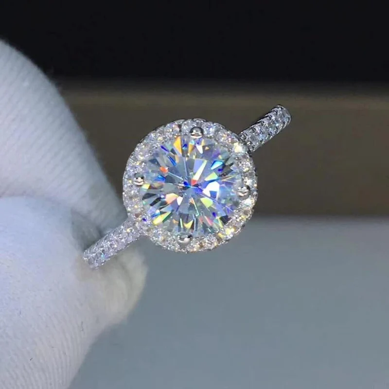 1ct Karat Moissanit Klassische Eheringe Damen 925 Sterling Silber platiniert Damenringe