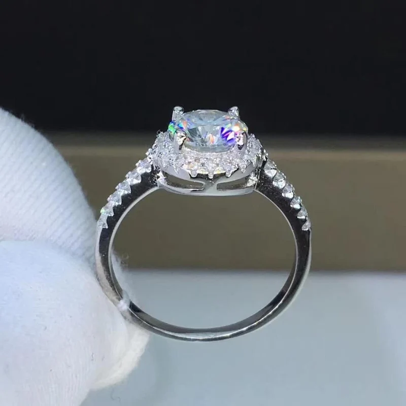 1ct Karat Moissanit Klassische Eheringe Damen 925 Sterling Silber platiniert Damenringe