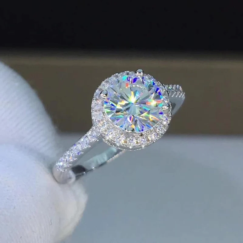 1ct Karat Moissanit Klassische Eheringe Damen 925 Sterling Silber platiniert Damenringe