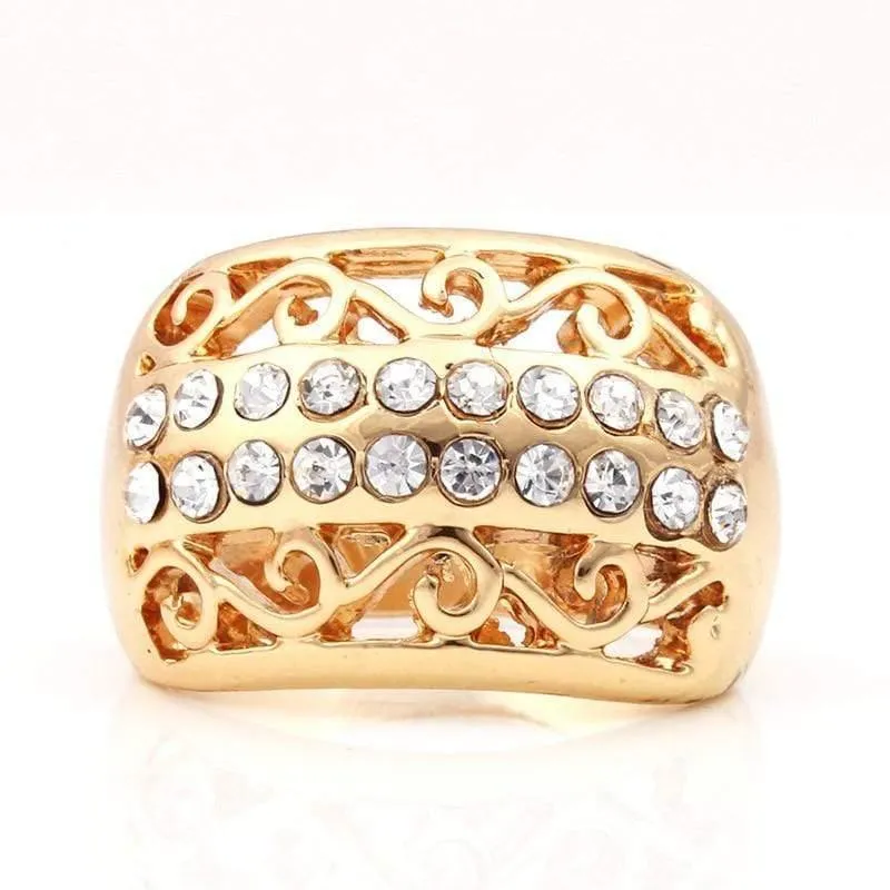 Mode Vintage Luxus Strass Braut Halskette Ohrring Armband afrikanisches Kostüm goldfarbene Schmucksets