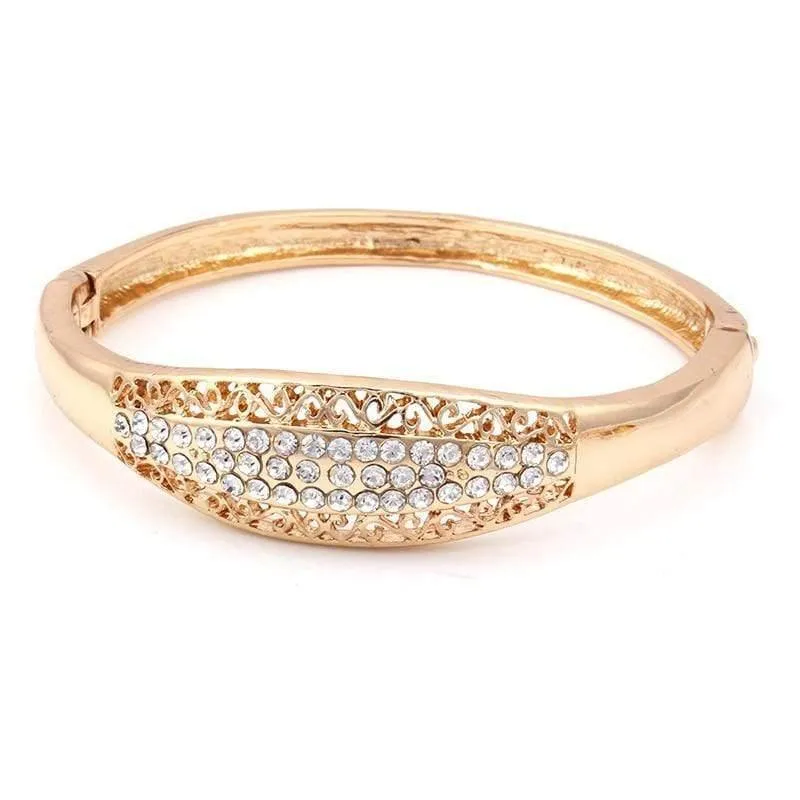 Mode Vintage Luxus Strass Braut Halskette Ohrring Armband afrikanisches Kostüm goldfarbene Schmucksets