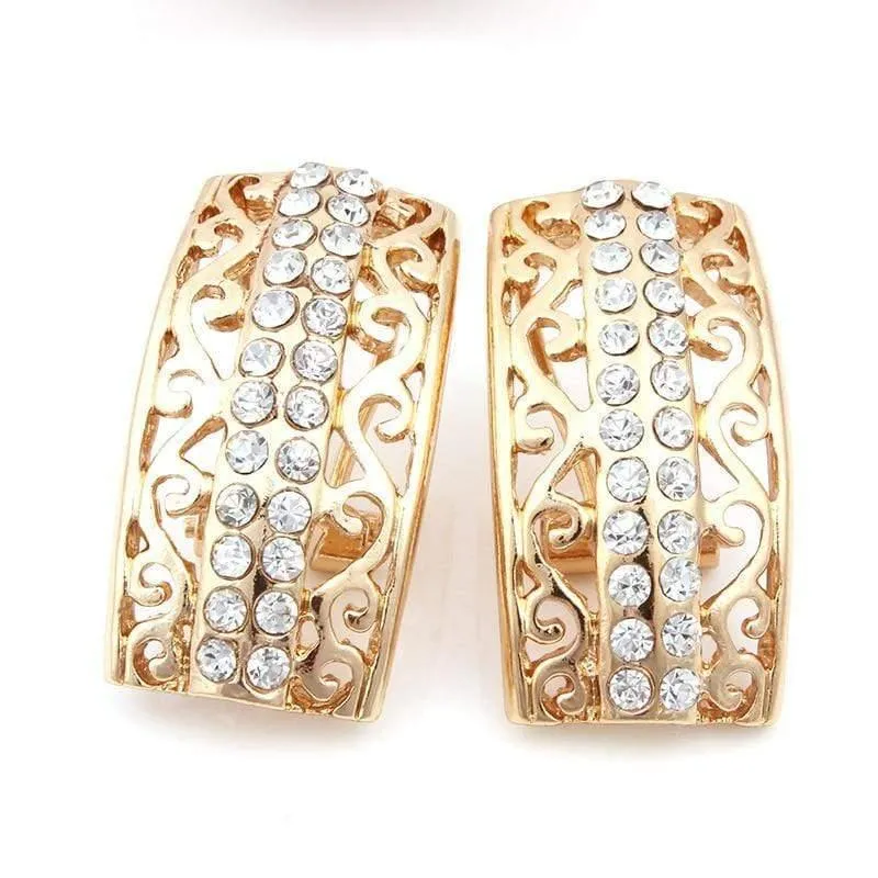 Mode Vintage Luxus Strass Braut Halskette Ohrring Armband afrikanisches Kostüm goldfarbene Schmucksets