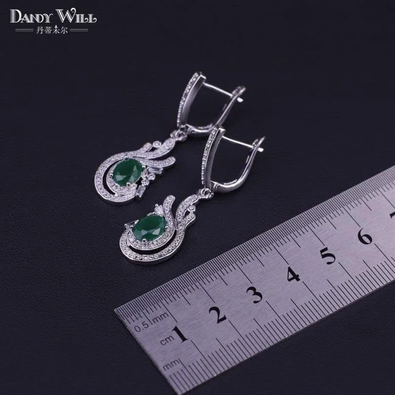 925 Schmuck-Set, Kostüm, Hochzeit, Schmuck-Sets, Olivgrün, Zirkonia, Ohrringe für Damen, Ringe, Anhänger, Halskette, Set, Geschenkbox