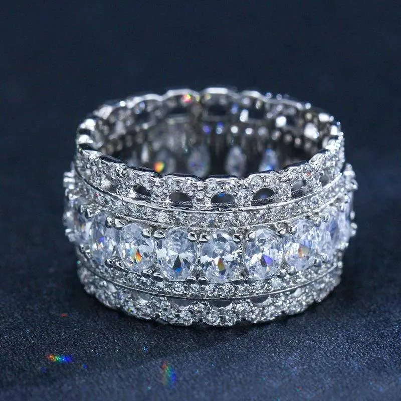 925 Sterling Silber Erstellt Moissanite Edelstein Hochzeit Verlobungsfeier Diamanten Ring Edlen Schmuck Großhandel