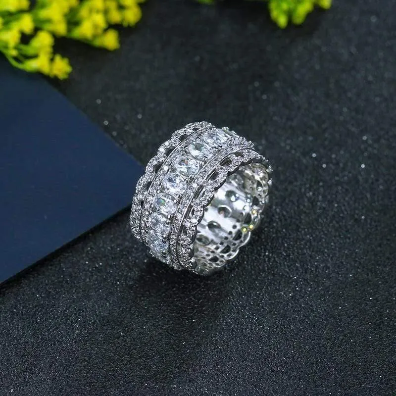 925 Sterling Silber Erstellt Moissanite Edelstein Hochzeit Verlobungsfeier Diamanten Ring Edlen Schmuck Großhandel