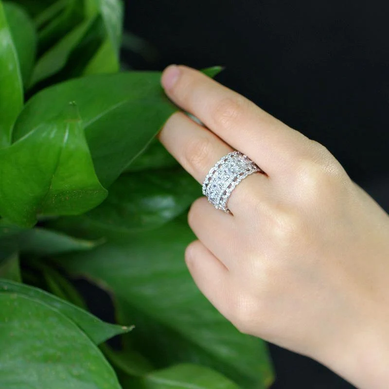 925 Sterling Silber Erstellt Moissanite Edelstein Hochzeit Verlobungsfeier Diamanten Ring Edlen Schmuck Großhandel