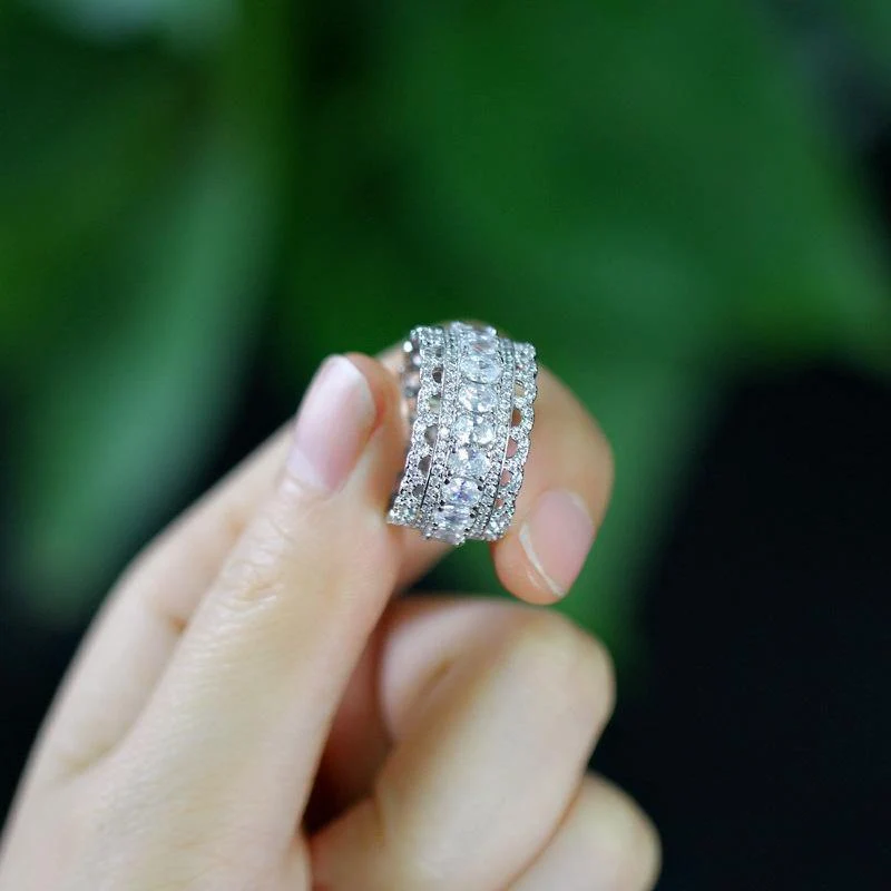 925 Sterling Silber Erstellt Moissanite Edelstein Hochzeit Verlobungsfeier Diamanten Ring Edlen Schmuck Großhandel