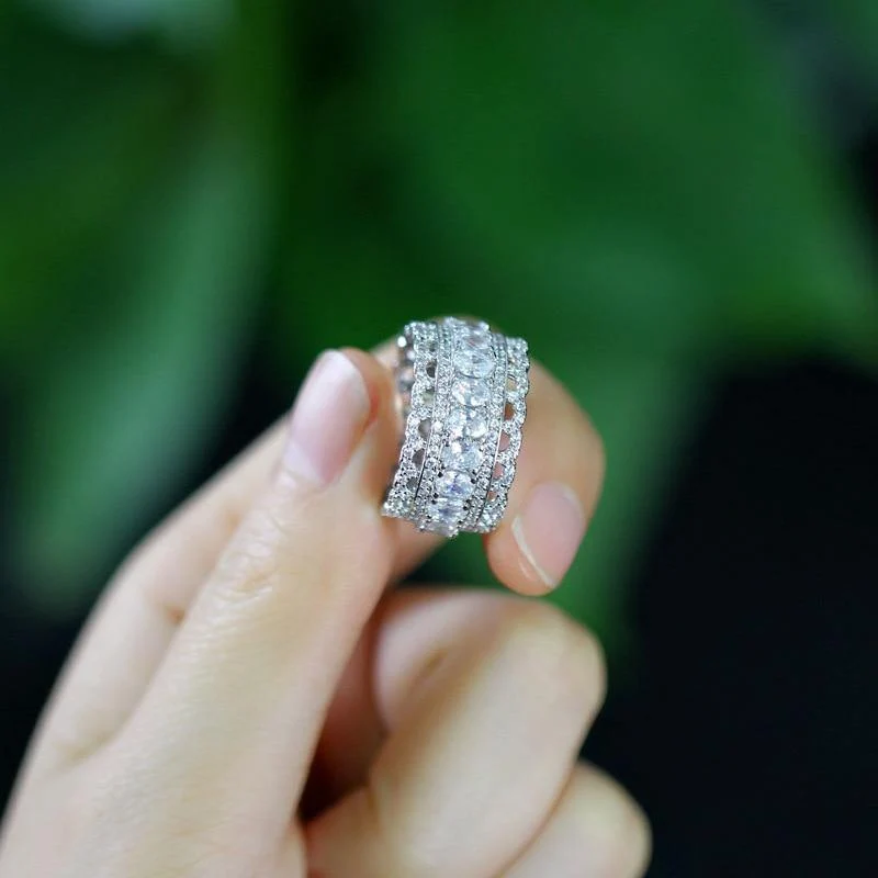 925 Sterling Silber Erstellt Moissanite Edelstein Hochzeit Verlobungsfeier Diamanten Ring Edlen Schmuck Großhandel