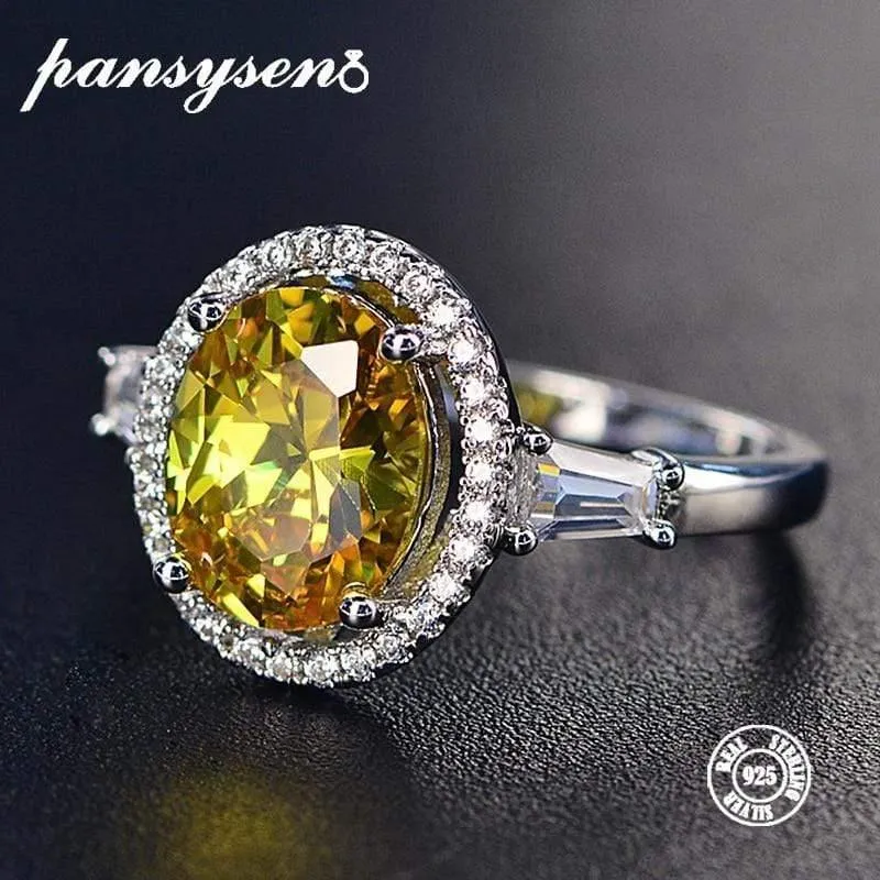 925 Sterling Silber Hochzeit Engagement Schmuck Citrin Ringe Für Frauen Natürliche 8x10MM Oval Edelstein Ring Großhandel