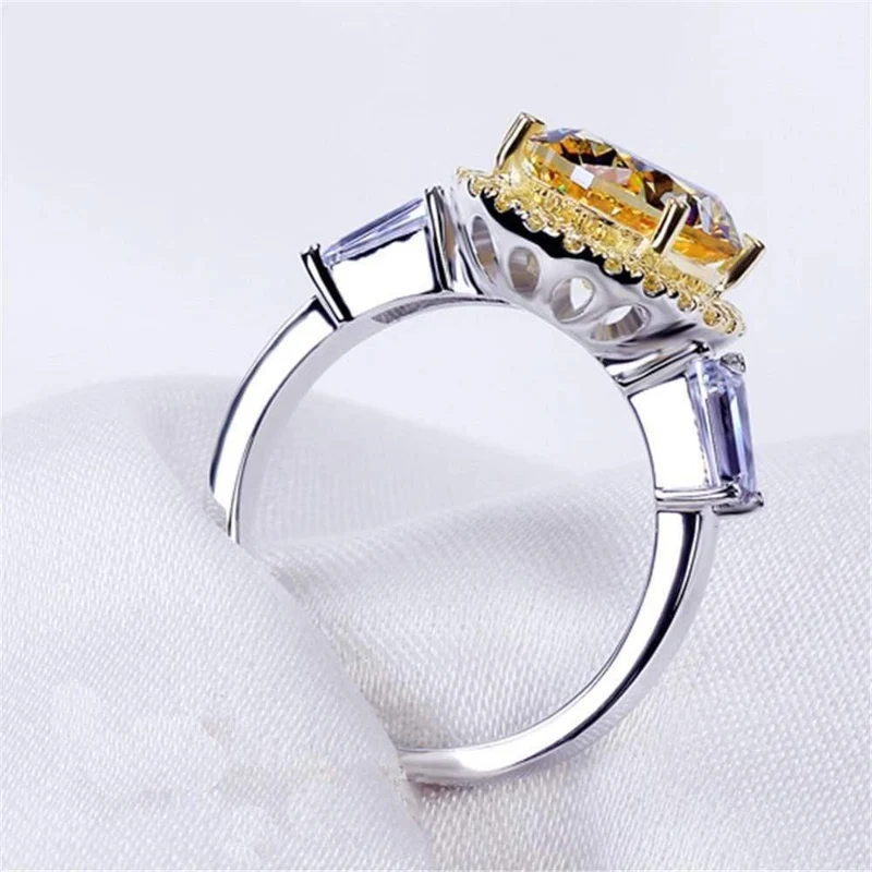 925 Sterling Silber Hochzeit Engagement Schmuck Citrin Ringe Für Frauen Natürliche 8x10MM Oval Edelstein Ring Großhandel