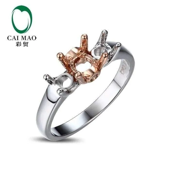 Diamantringfassungen mit drei Steinen im Rundschliff, Halbfassung, 14 Karat Roségold, Edelstein-Verlobungsring, edler Schmuck