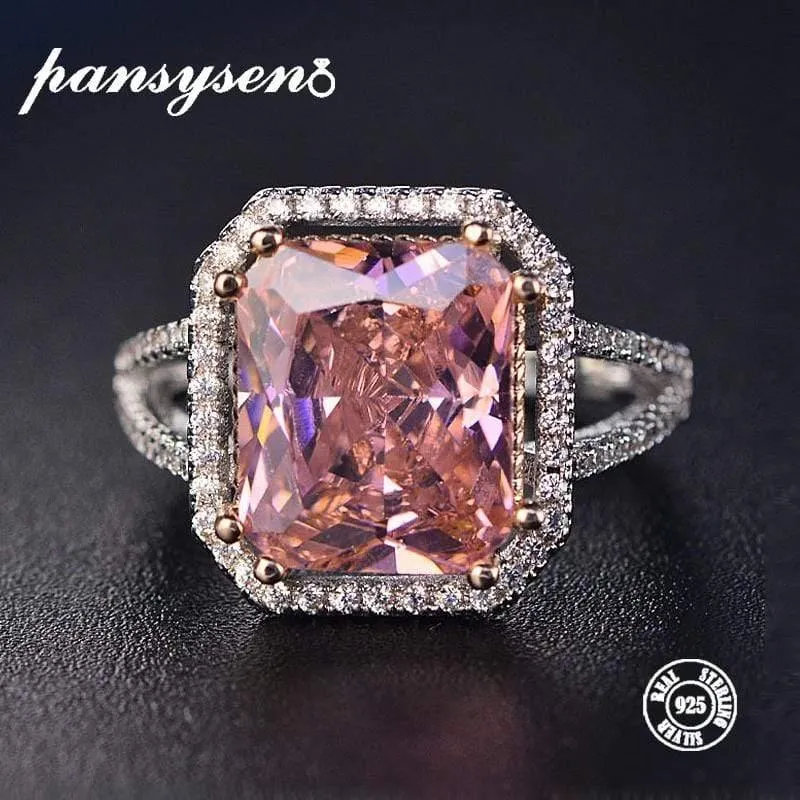925 Silber Schmuck Ringe für Frauen 10x12mm Rosa Spinell Diamant Feiner Schmuck Braut Hochzeit Verlobungsring