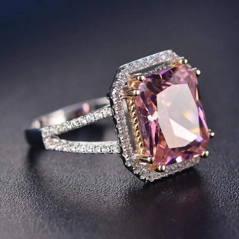 925 Silber Schmuck Ringe für Frauen 10x12mm Rosa Spinell Diamant Feiner Schmuck Braut Hochzeit Verlobungsring