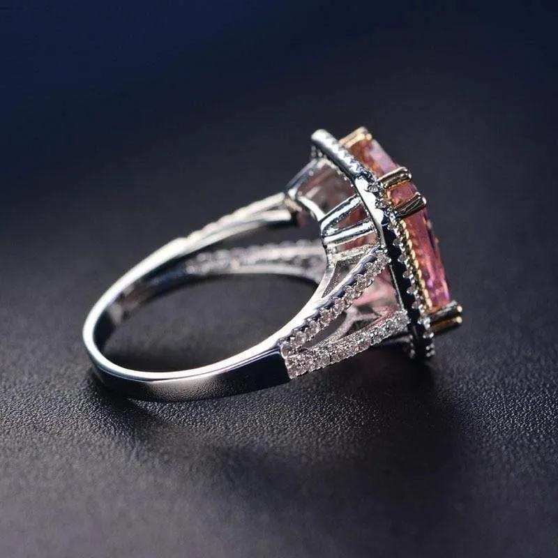 925 Silber Schmuck Ringe für Frauen 10x12mm Rosa Spinell Diamant Feiner Schmuck Braut Hochzeit Verlobungsring