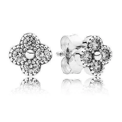 Cluster White Orchid 925 Sterling Silber Ohrstecker Für Frauen Hochzeit Geschenk DIY Europa Schmuck