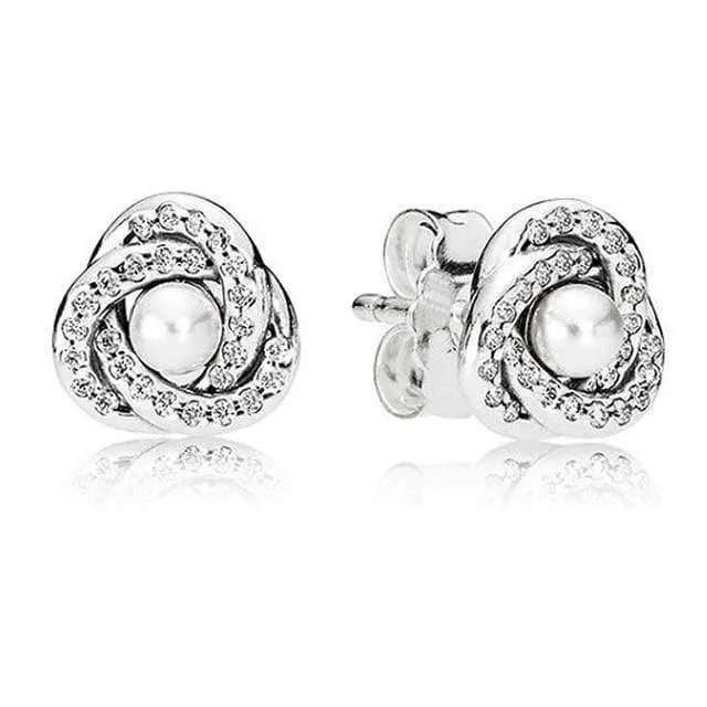Cluster White Orchid 925 Sterling Silber Ohrstecker Für Frauen Hochzeit Geschenk DIY Europa Schmuck