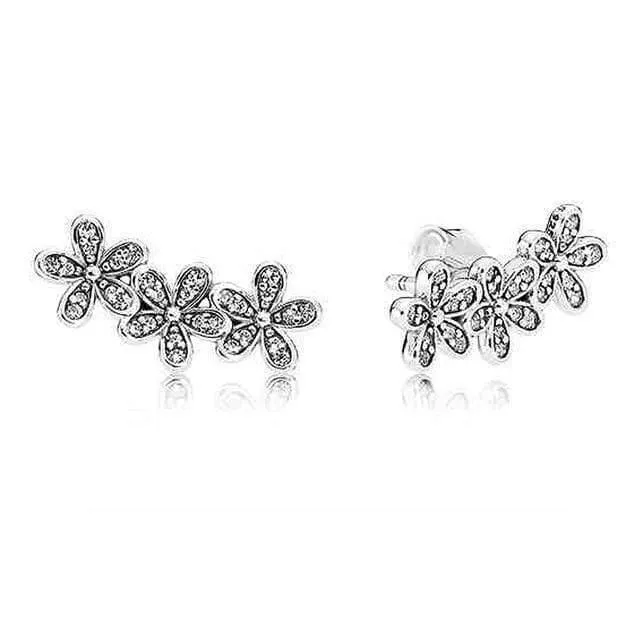 Cluster White Orchid 925 Sterling Silber Ohrstecker Für Frauen Hochzeit Geschenk DIY Europa Schmuck
