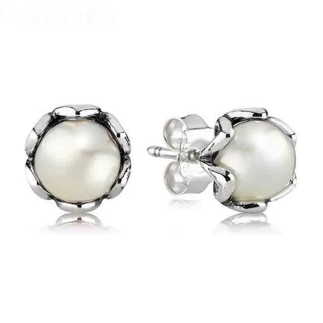 Cluster White Orchid 925 Sterling Silber Ohrstecker Für Frauen Hochzeit Geschenk DIY Europa Schmuck
