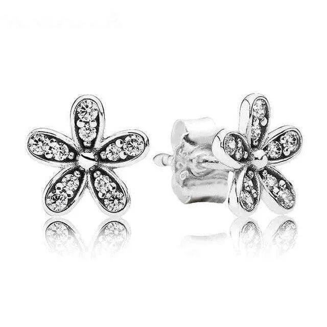 Cluster White Orchid 925 Sterling Silber Ohrstecker Für Frauen Hochzeit Geschenk DIY Europa Schmuck