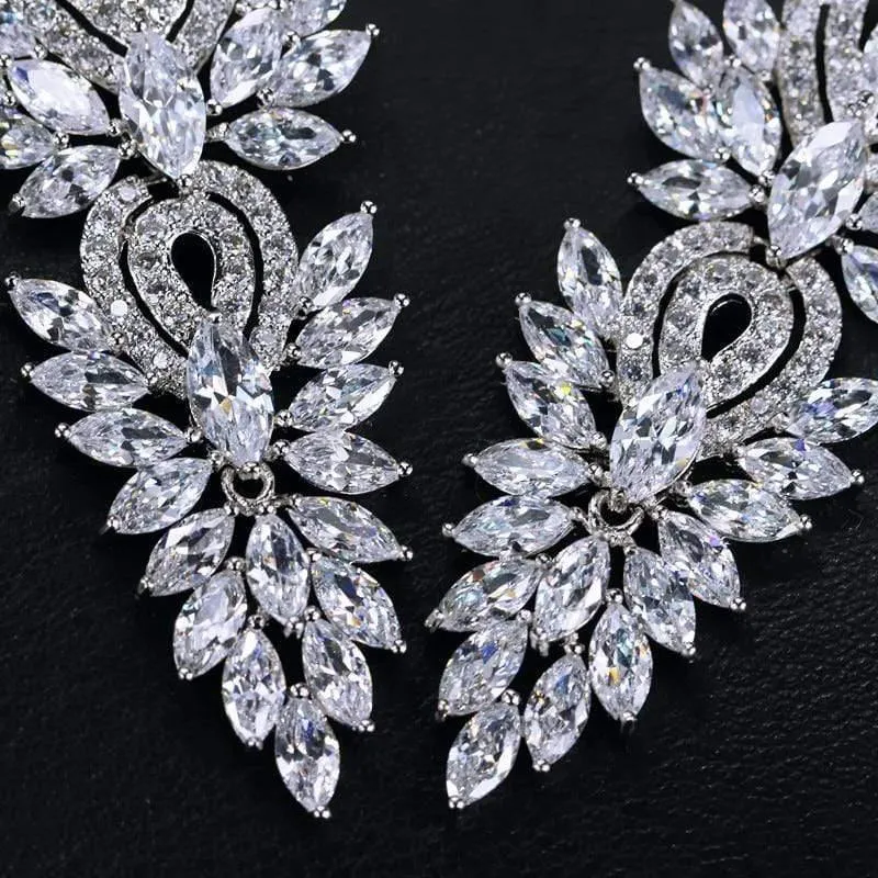 Vintage Hochzeit Partei Schmuck Zubehör Wunderschöne Zirkonia Big Lange Luxus Braut Ohrring für Frauen CZ309