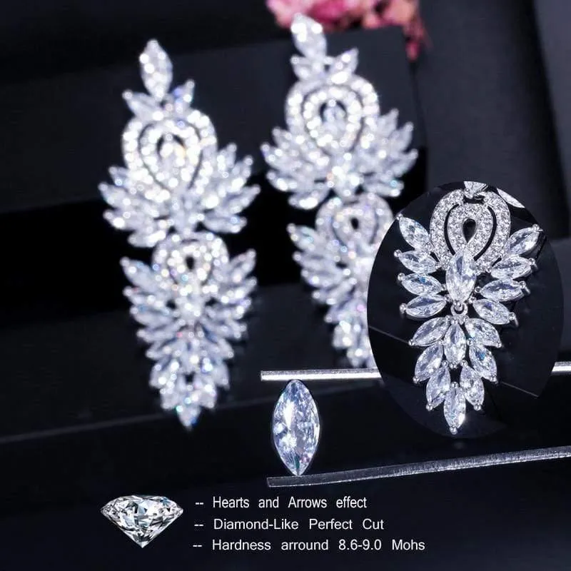 Vintage Hochzeit Partei Schmuck Zubehör Wunderschöne Zirkonia Big Lange Luxus Braut Ohrring für Frauen CZ309
