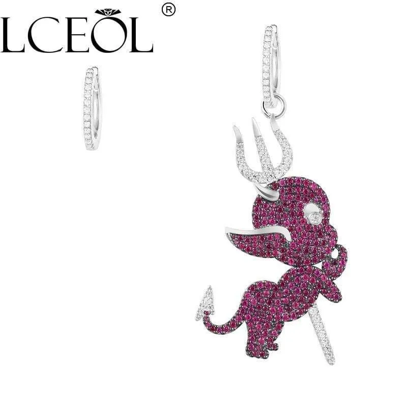 Kristall Teufel Tropfen Ohrringe Luxus Braut Hochzeit Silber Farben Mode Zirkonia Schmuck Zubehör für Frauen