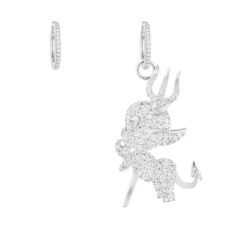 Kristall Teufel Tropfen Ohrringe Luxus Braut Hochzeit Silber Farben Mode Zirkonia Schmuck Zubehör für Frauen