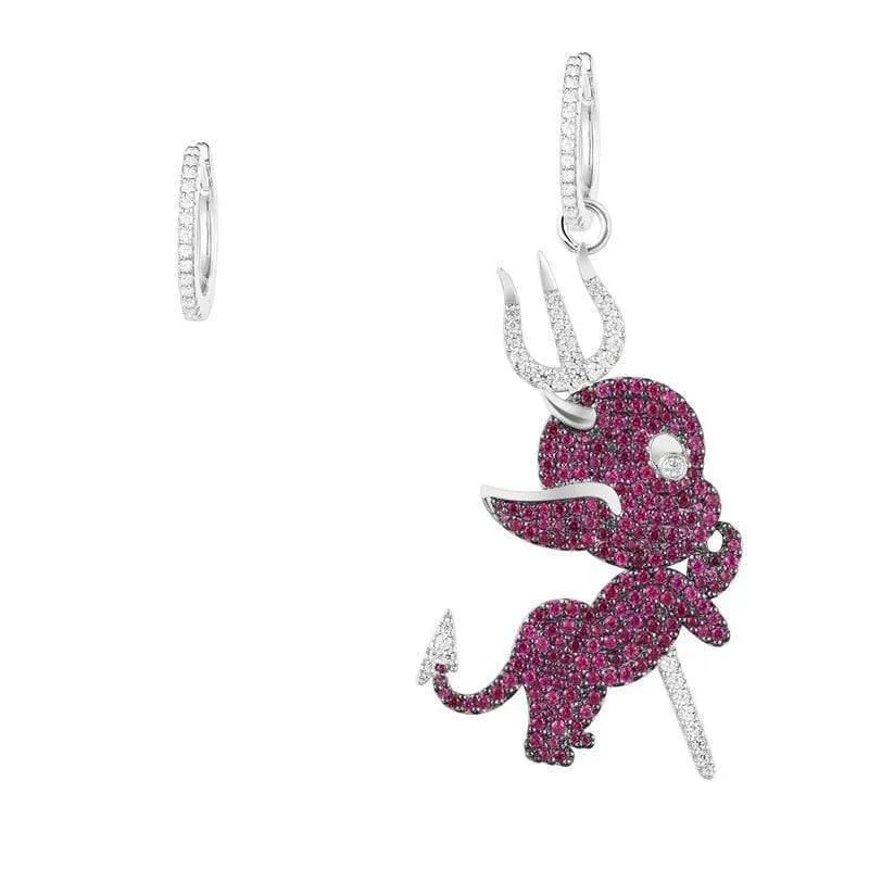 Kristall Teufel Tropfen Ohrringe Luxus Braut Hochzeit Silber Farben Mode Zirkonia Schmuck Zubehör für Frauen