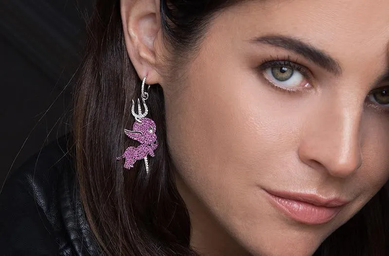 Kristall Teufel Tropfen Ohrringe Luxus Braut Hochzeit Silber Farben Mode Zirkonia Schmuck Zubehör für Frauen