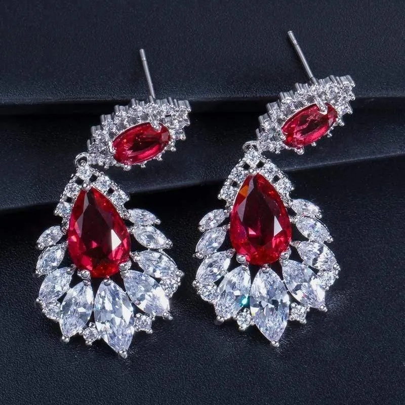 Eleganter Kronleuchter, AAA + Zirkonia, langer, großer Kristall-Braut-Ohrring für Hochzeitsschmuck, CZ202