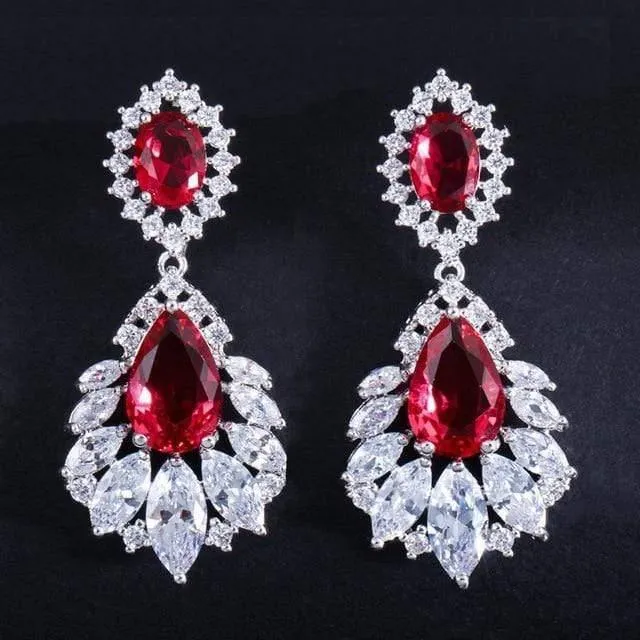 Eleganter Kronleuchter, AAA + Zirkonia, langer, großer Kristall-Braut-Ohrring für Hochzeitsschmuck, CZ202