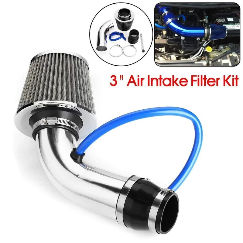 3 zoll Universal Auto Cold Air Intake Filter Aluminium Induktion Kit Rohr Schlauch System Silber