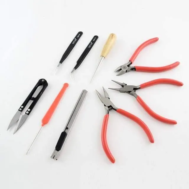 Pandahall Schmuckherstellung, DIY-Zangen-Werkzeug-Set, flache Rundzange, Drahtschneider, Zangen, Ringe, Scherennadeln, Perlenpinzette