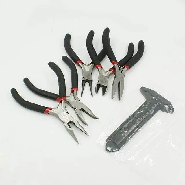 Pandahall Schmuckherstellung, DIY-Zangen-Werkzeug-Set, flache Rundzange, Drahtschneider, Zangen, Ringe, Scherennadeln, Perlenpinzette