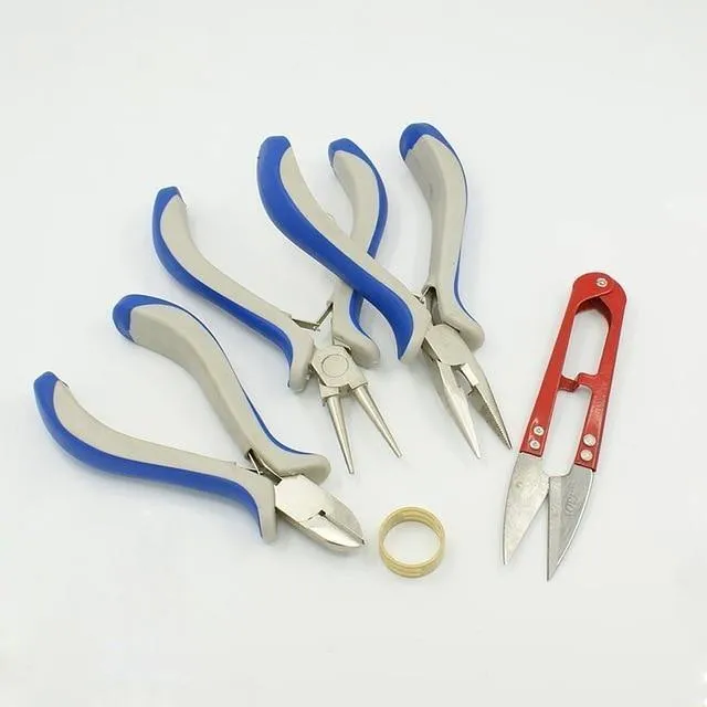 Pandahall Schmuckherstellung, DIY-Zangen-Werkzeug-Set, flache Rundzange, Drahtschneider, Zangen, Ringe, Scherennadeln, Perlenpinzette