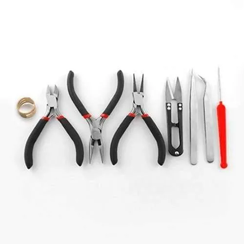 Pandahall Schmuckherstellung, DIY-Zangen-Werkzeug-Set, flache Rundzange, Drahtschneider, Zangen, Ringe, Scherennadeln, Perlenpinzette