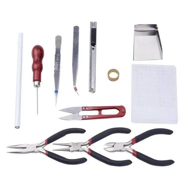 Pandahall Schmuckherstellung, DIY-Zangen-Werkzeug-Set, flache Rundzange, Drahtschneider, Zangen, Ringe, Scherennadeln, Perlenpinzette