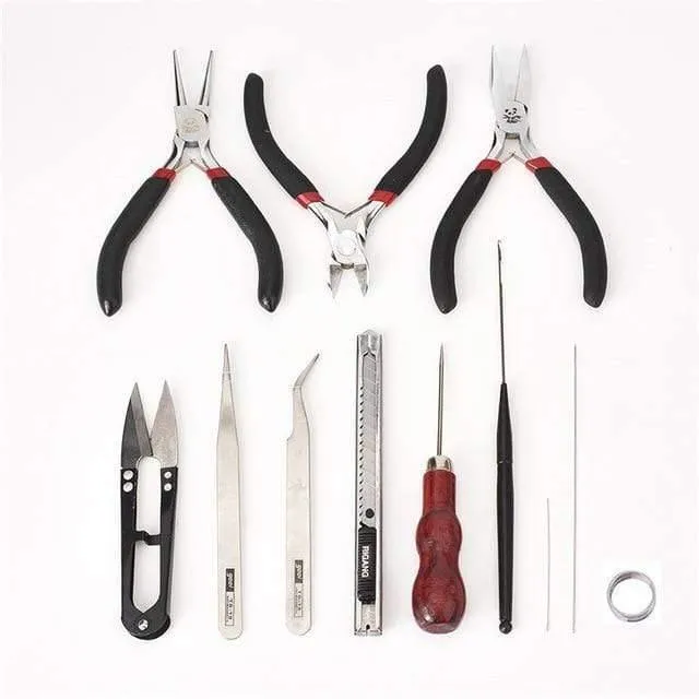 Pandahall Schmuckherstellung, DIY-Zangen-Werkzeug-Set, flache Rundzange, Drahtschneider, Zangen, Ringe, Scherennadeln, Perlenpinzette