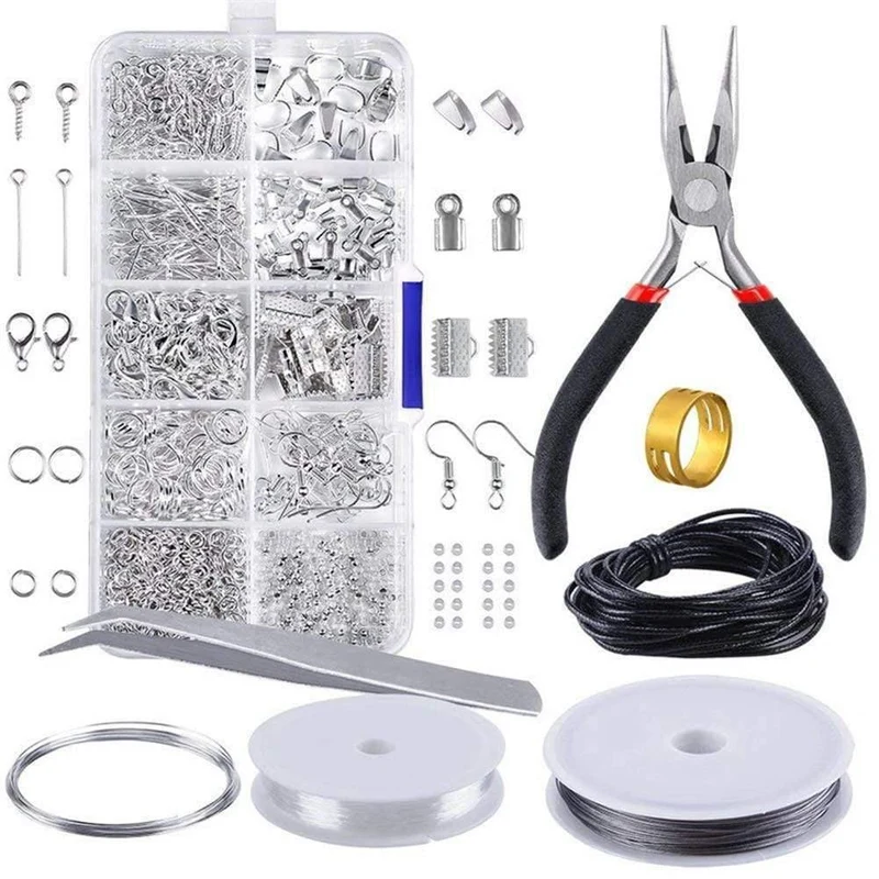 10 Grids Metallschmuck Making Kit DIY Halskette Materialien Repair Tool mit Zubehör Erkenntnisse und Perlen Drähte Erwachsene Lieferungen