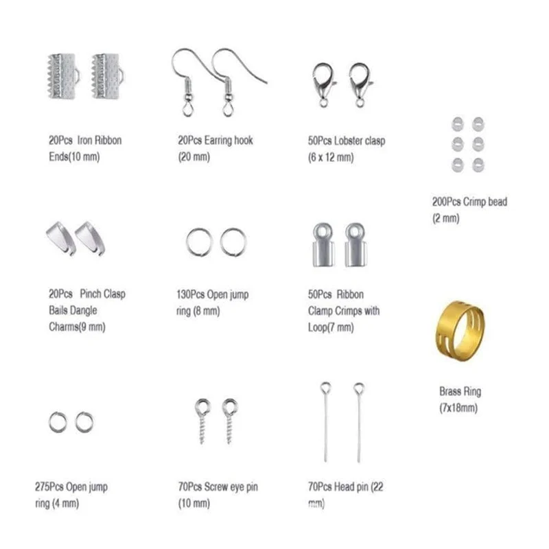 10 Grids Metallschmuck Making Kit DIY Halskette Materialien Repair Tool mit Zubehör Erkenntnisse und Perlen Drähte Erwachsene Lieferungen