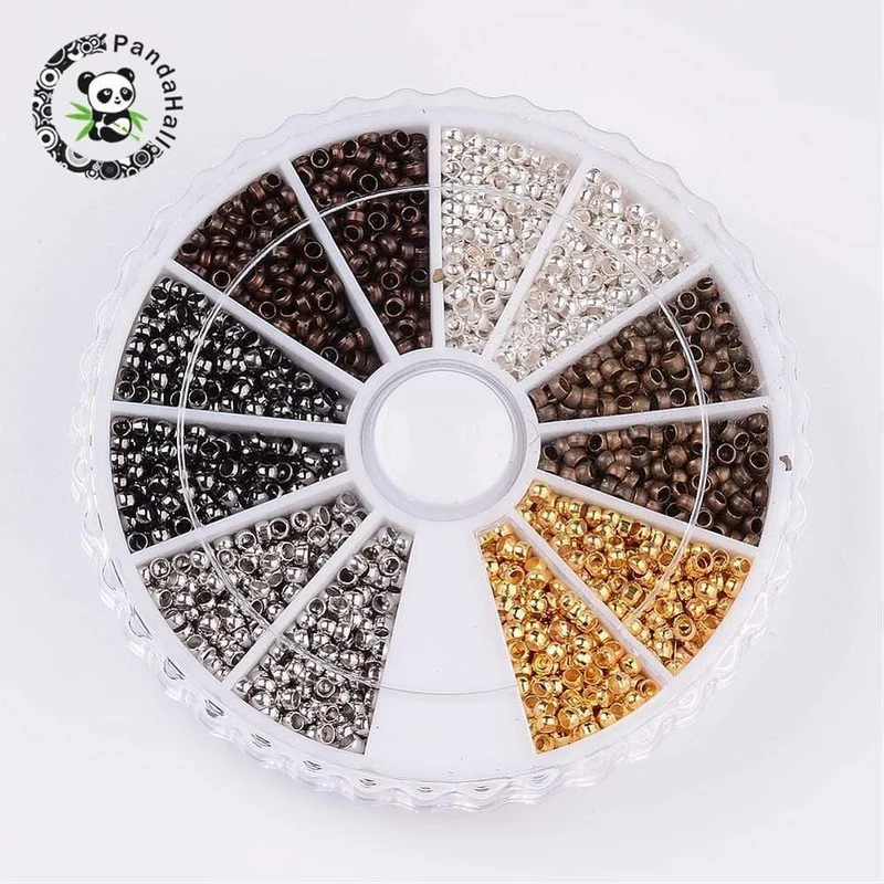 3000pcs Crimp End Perlen Schmuckzubehör Für Halskette Ohrring Armbänder DIY Machen 2mm Mischfarbe Loch: 1.2mm; 500pcs / color