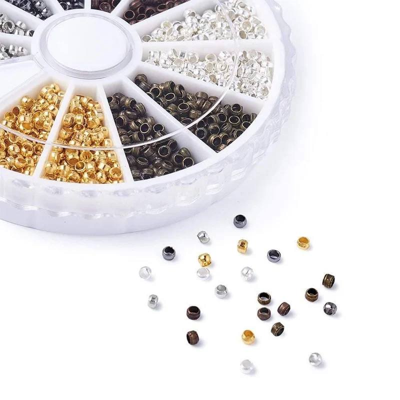 3000pcs Crimp End Perlen Schmuckzubehör Für Halskette Ohrring Armbänder DIY Machen 2mm Mischfarbe Loch: 1.2mm; 500pcs / color