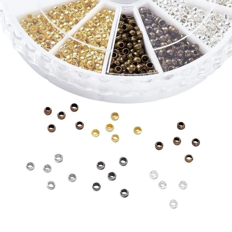 3000pcs Crimp End Perlen Schmuckzubehör Für Halskette Ohrring Armbänder DIY Machen 2mm Mischfarbe Loch: 1.2mm; 500pcs / color