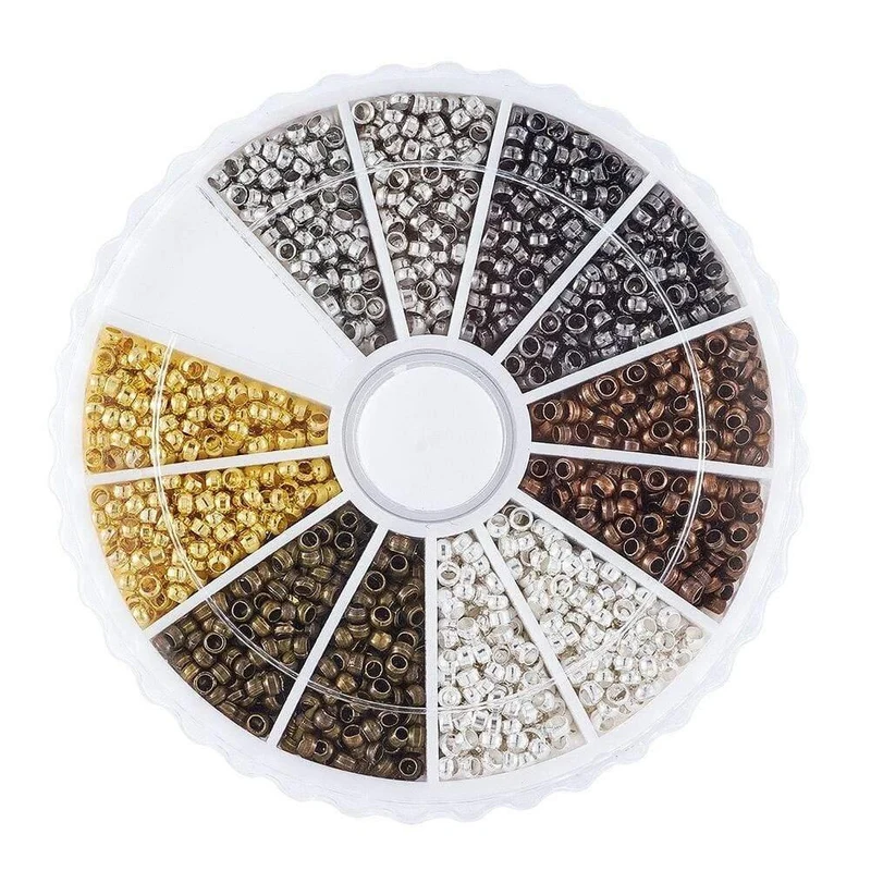 3000pcs Crimp End Perlen Schmuckzubehör Für Halskette Ohrring Armbänder DIY Machen 2mm Mischfarbe Loch: 1.2mm; 500pcs / color