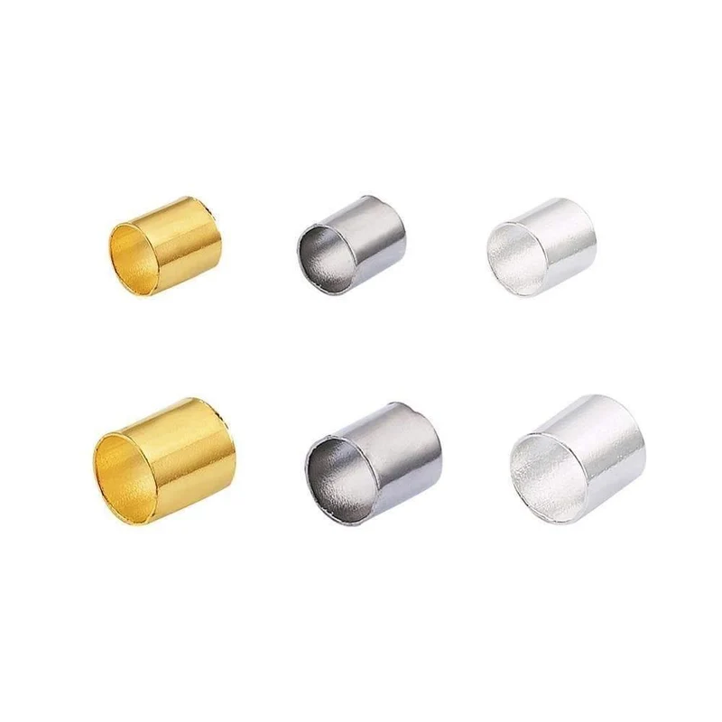 1 Box Messingrohr-Quetschperlen, Metall-Schmuckzubehör, gemischt, Silber, Gold, Weiß, 3 Farben, Größe: 1.5–2 x 1.5–2 mm, Loch: 1–1.5 mm