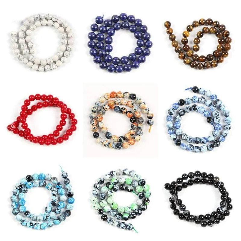 6 8 10mm Natursteinperlen für Schmuckherstellung Diy Armband Lapislazuli Tigerauge Howlith Perlen Runde lose Perlen Großhandel